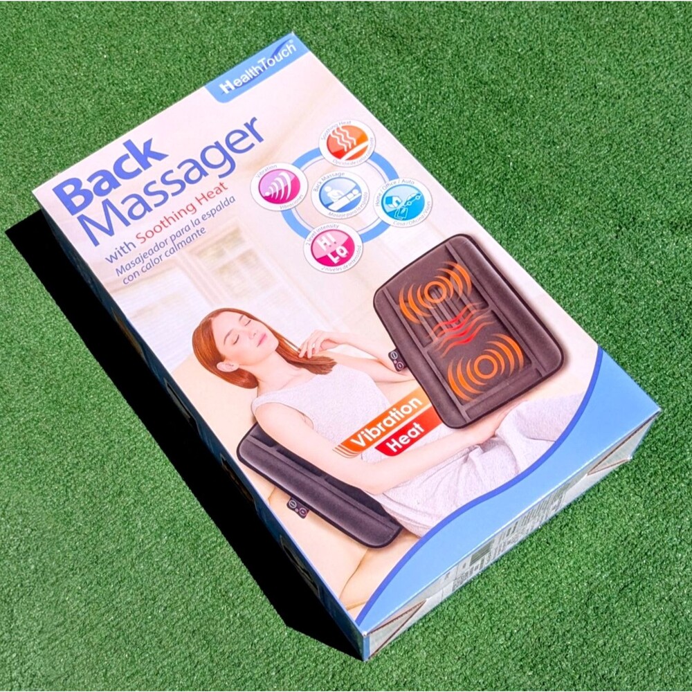 Health Touch Soothing Heat & Vibration Home/Auto Adj Intensity Back Massager NIB
